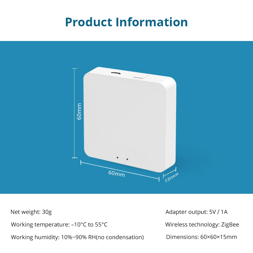 Smart Life Home Bridge Tuya Zigbee Wireless Hub Remote Control Door Sensor Smoke Sensor TH Sensor Water Leakage Sensor