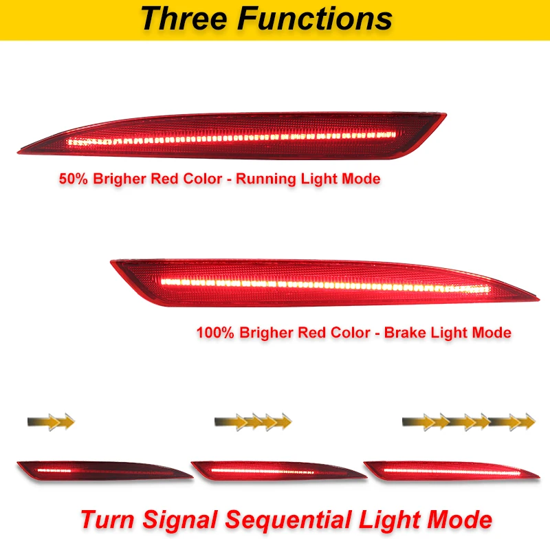 For KIA Optima K5 2016 2017 2018 Red LED Car Rear Bumper Reflectors Tail/Brake Lights Rear Fog Lights w/ Sequential Turn Signal