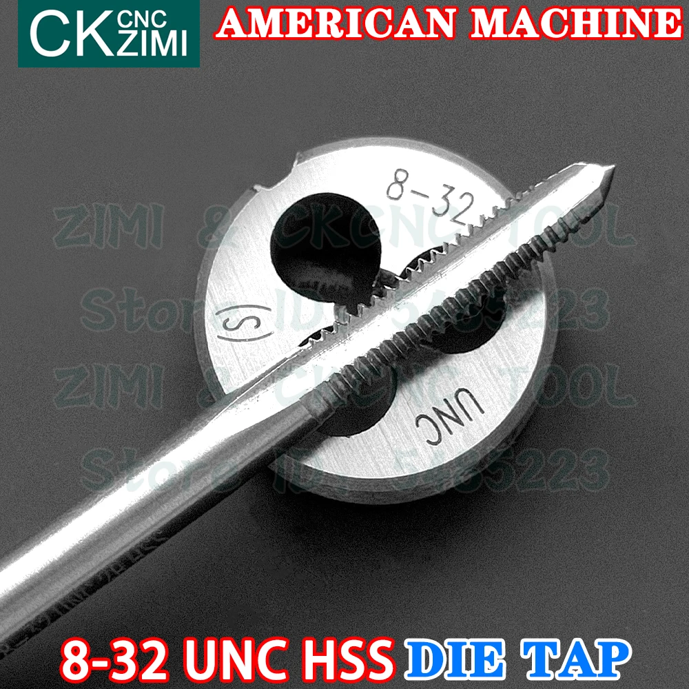 8-32UNC 8-32 UNC Hss Rechte Handvat Amerikaanse Standaard Machine Die Tap Hoge Snelheid Staaldraad Tikken boor Ronde Sterven Metalen