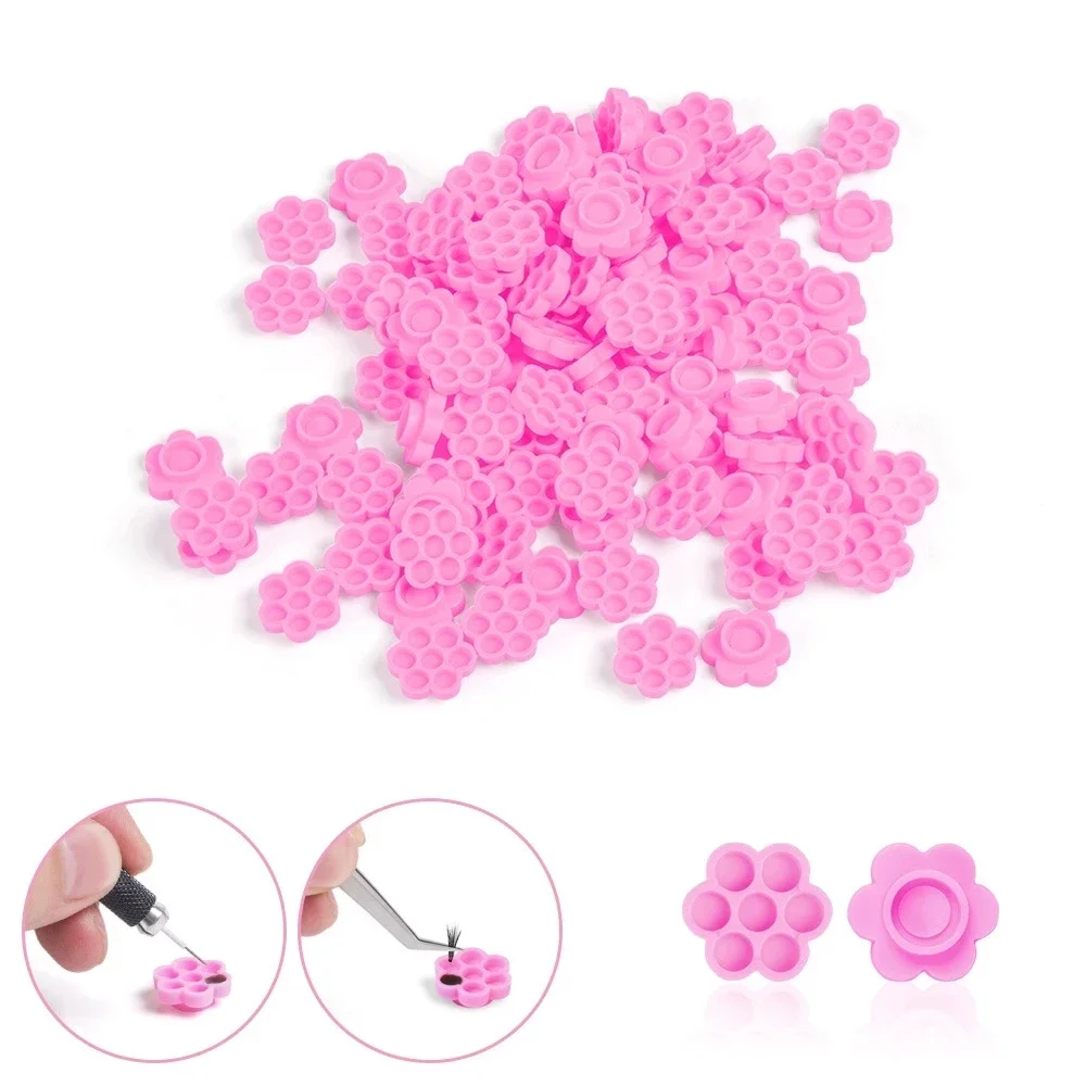 100Pcs Honeycomb Shaped Grafting Eyelash Delay Cup Eyelashes Glue Holder Blossom Delay Cups Eyelash Extension Makeup Supplies