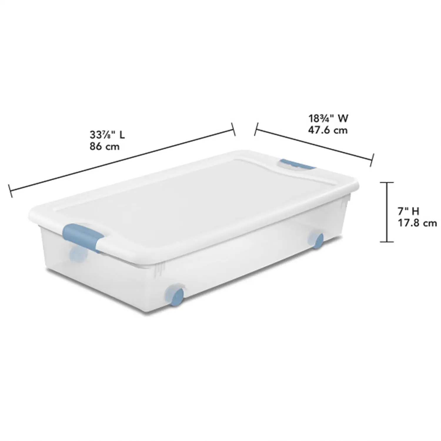 8-Pack Wheeled Latching Box, Plastic Under Bed Storage Bins with Lids, 56 Quart - Large Clear Stackable Tote Organizer Containers for Closet, Bedroom, Bathroom, and Office Organization