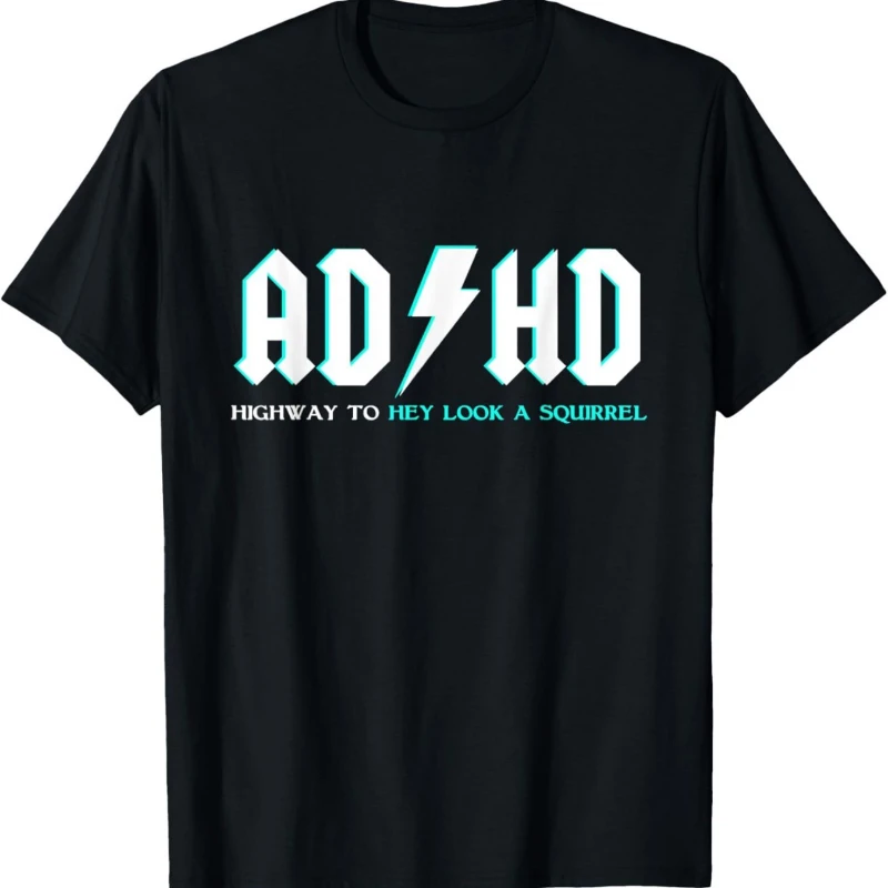 

Men's Pure Cotton ADHD Graphic T-Shirt Casual for Adults Everyday Comfort Fit Street Style Clothing Quirky Squirrel Design