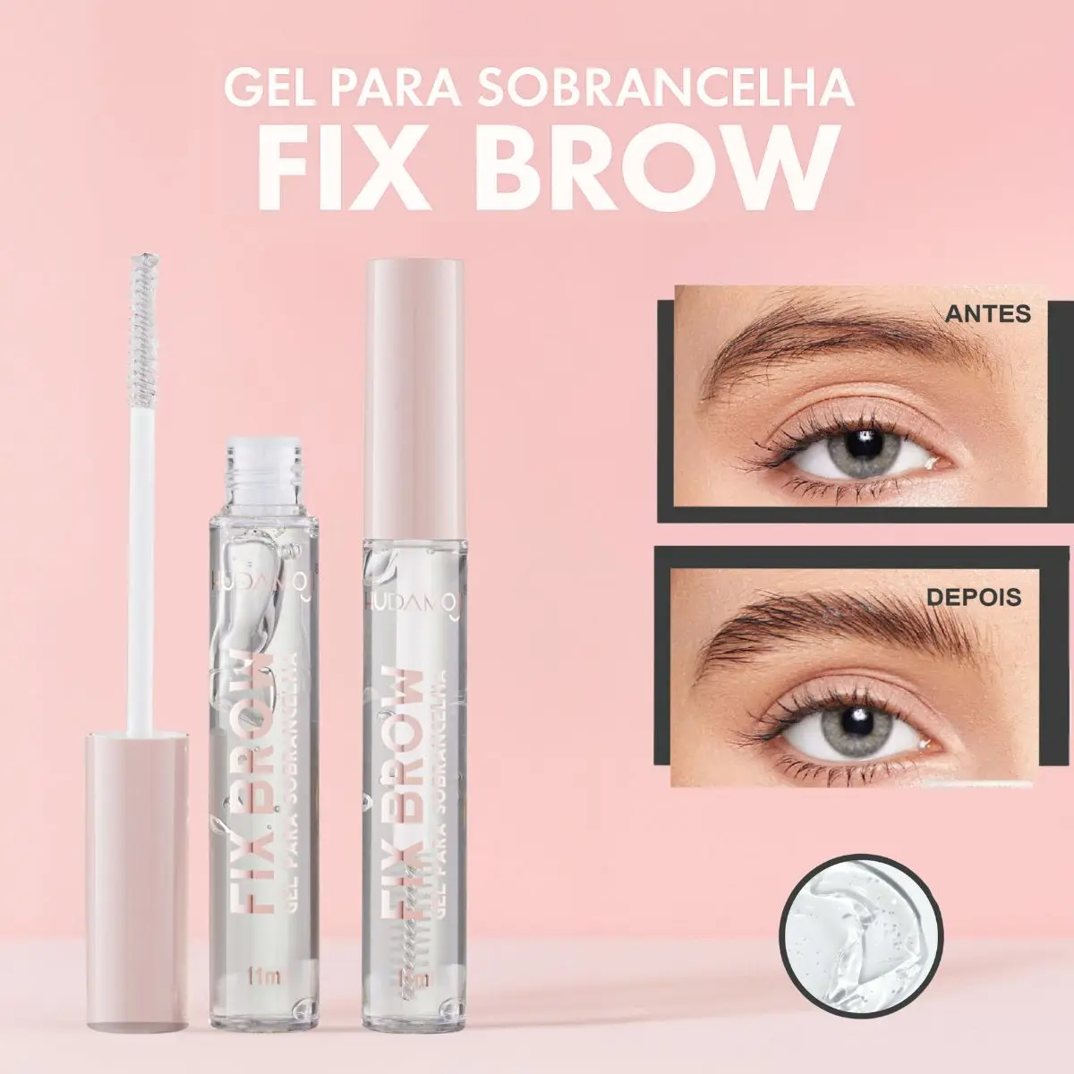 Gel para Sobrancelha Fix Brow 11ml – HUDAMOJI – Alta Fixação e Secagem Rápida