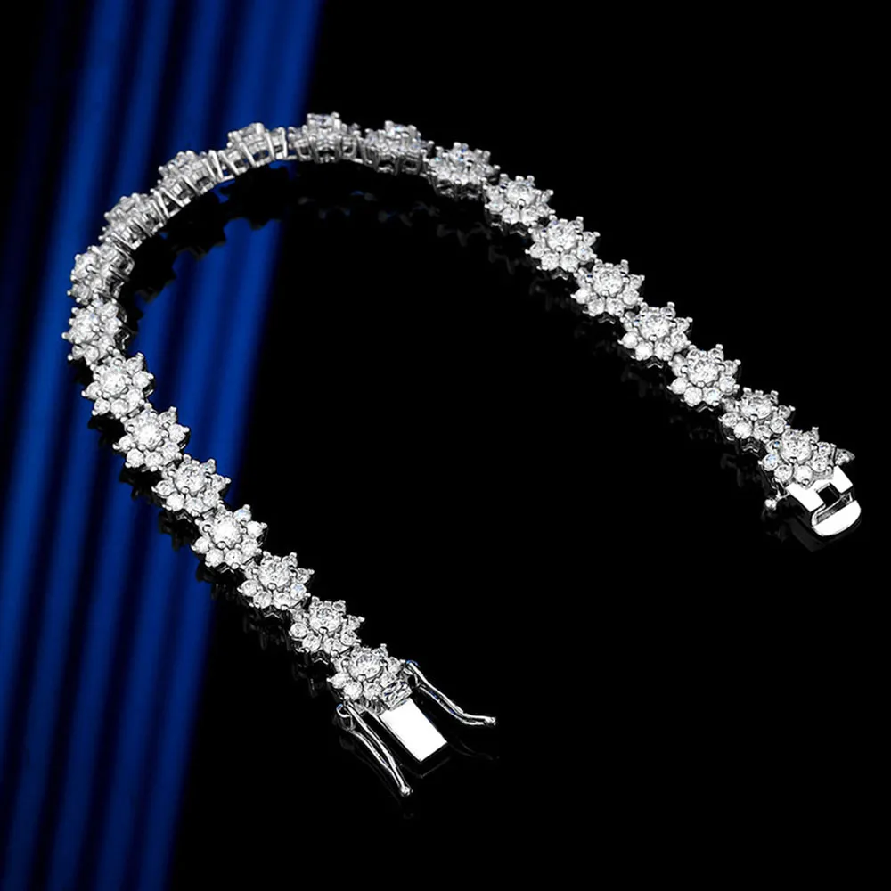 YLMyself 1.7mm Moissanite Tennis Bracelet Eight-Pointed Star Design 925 Sterling Silver Luxury Sparkling Banquet Fine Jewelry