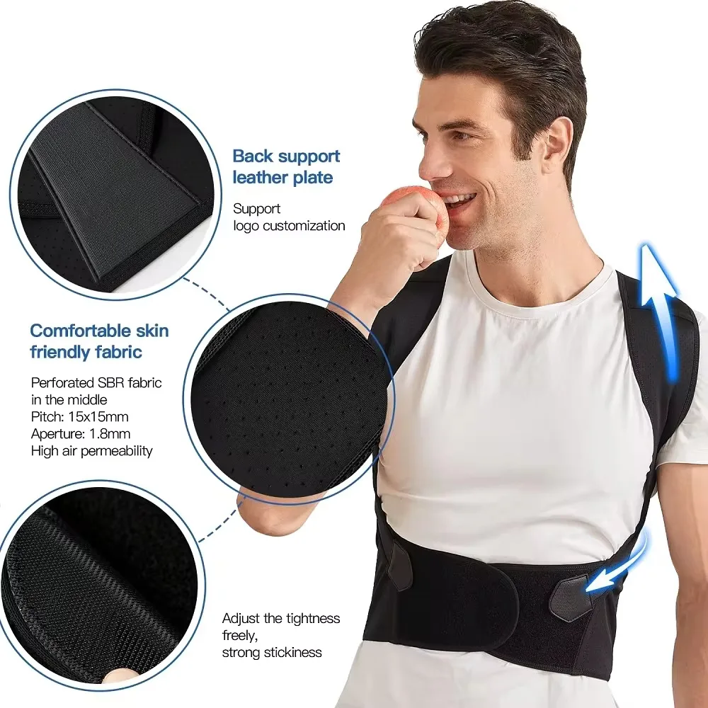 Adjustable Posture Corrector Back Support Belt Men Women Spine Alignment Lumbar Shoulder Brace Upper Back Pain Relief - view 3