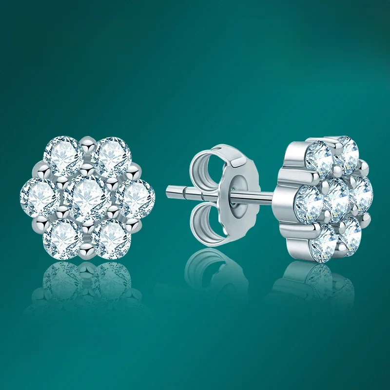 KNOBSPIN-Boucles d'Oreilles Moissanite en Argent Sterling Plaqué Or Blanc 18k D VVl's, Diamant de Laboratoire Rond, pour Femme et Homme 3