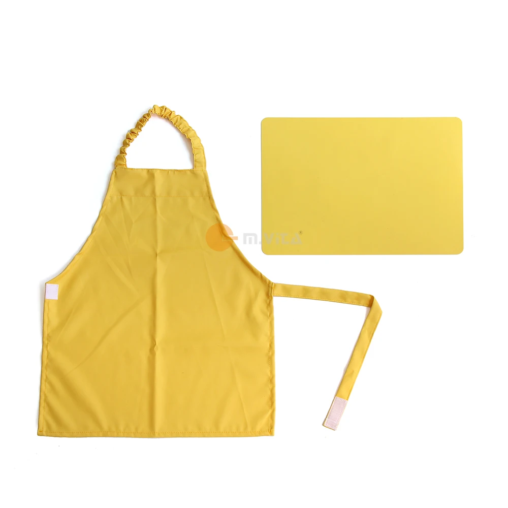 Waterproof Kids Apron and Silicone Working Mat Set for Girl Boy Montessori Practical Life