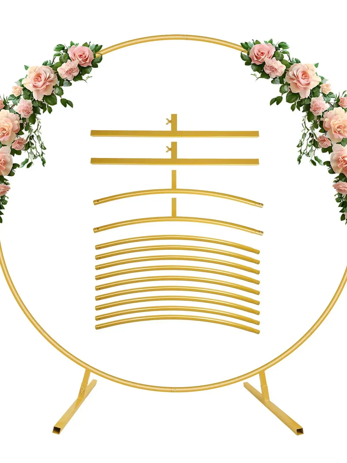 2,2 x 2,2 m Metall-Hochzeitsbogen, runder Ballon-Blumen-Dekorationsbogen, geeignet für Hochzeiten, Geburtstagsfeiern, Babypartys, Geschäftsevents, Weihnachtsdekorationen und alle anderen Outdoor- und