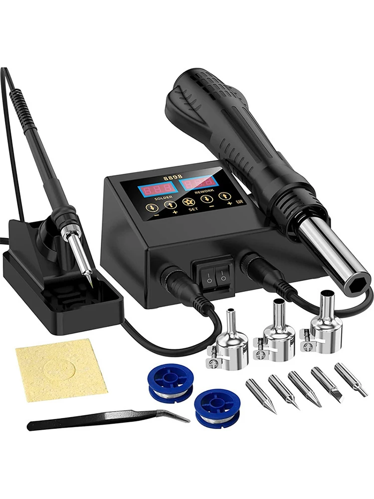 8898 Lötstation 2 in 1 Heißluftpistole Digitalanzeige Schweißen Nacharbeit für Handy BGA SMD PCB IC Reparatur Lötkolben Werkzeuge