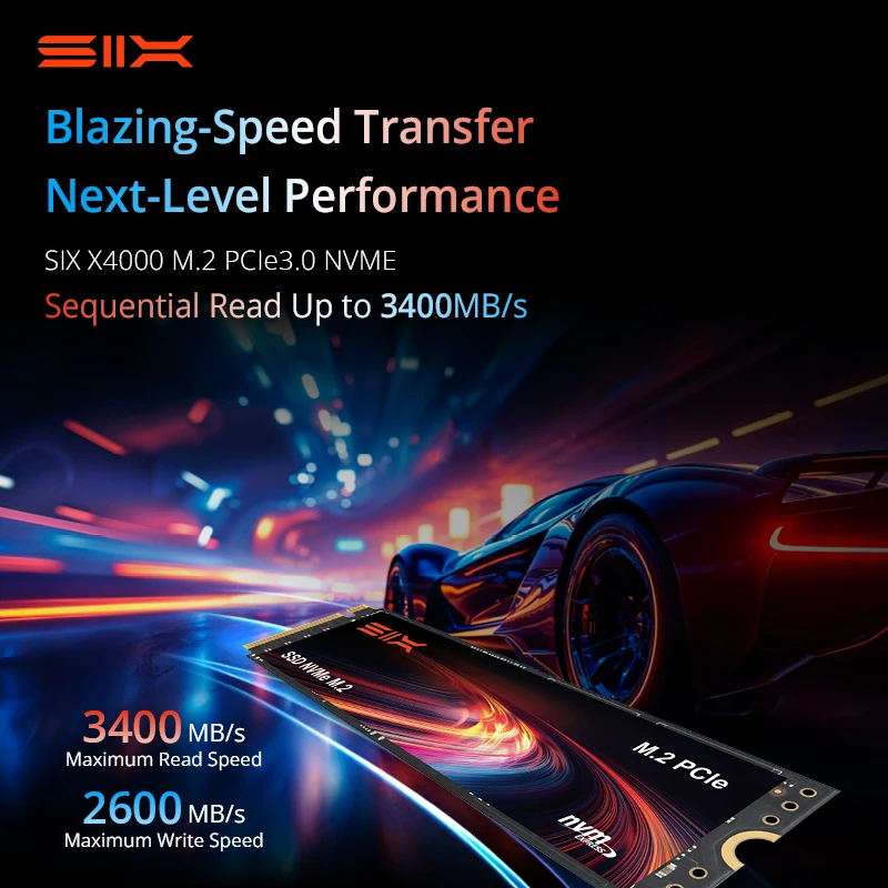 SIX X4000 3400MB/s M.2 PCIe 3.0 SSD 1TB, Internal Solid State Drive, 390K IOPS, 600TBW, High-Speed Storage for Desktop/Laptop view 3