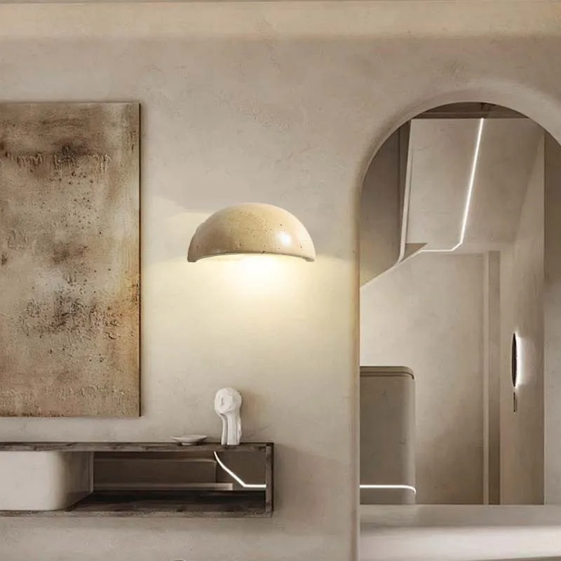 

Полукруг Желтый Травертин Натуральный Камень Светодиодный Настенный Светильник Ретро Спальня Прикроватная Лампа Коридор Фон Настенный Светильник ﻿