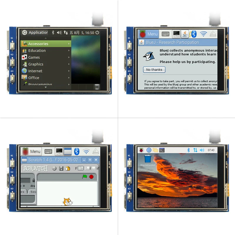 3.2 Cal ekran dotykowy Rapberry Pi z ekranem dotykowym 320x240 pikseli ILI9341 sterownik 3.2 "Monitor LCD TFT SPI dla Raspberry Pi 3B/3B +