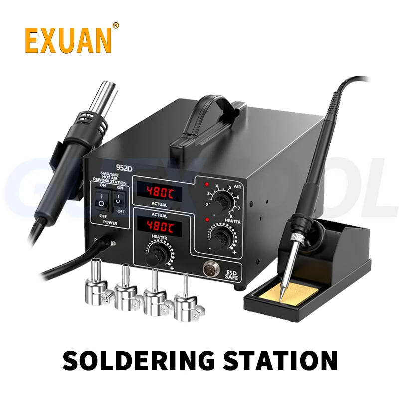 

Electric Soldering Iron Hot Air Gun Air Pump Type 2-in-1 Constant Temperature Digital Display High-power Soldering Station