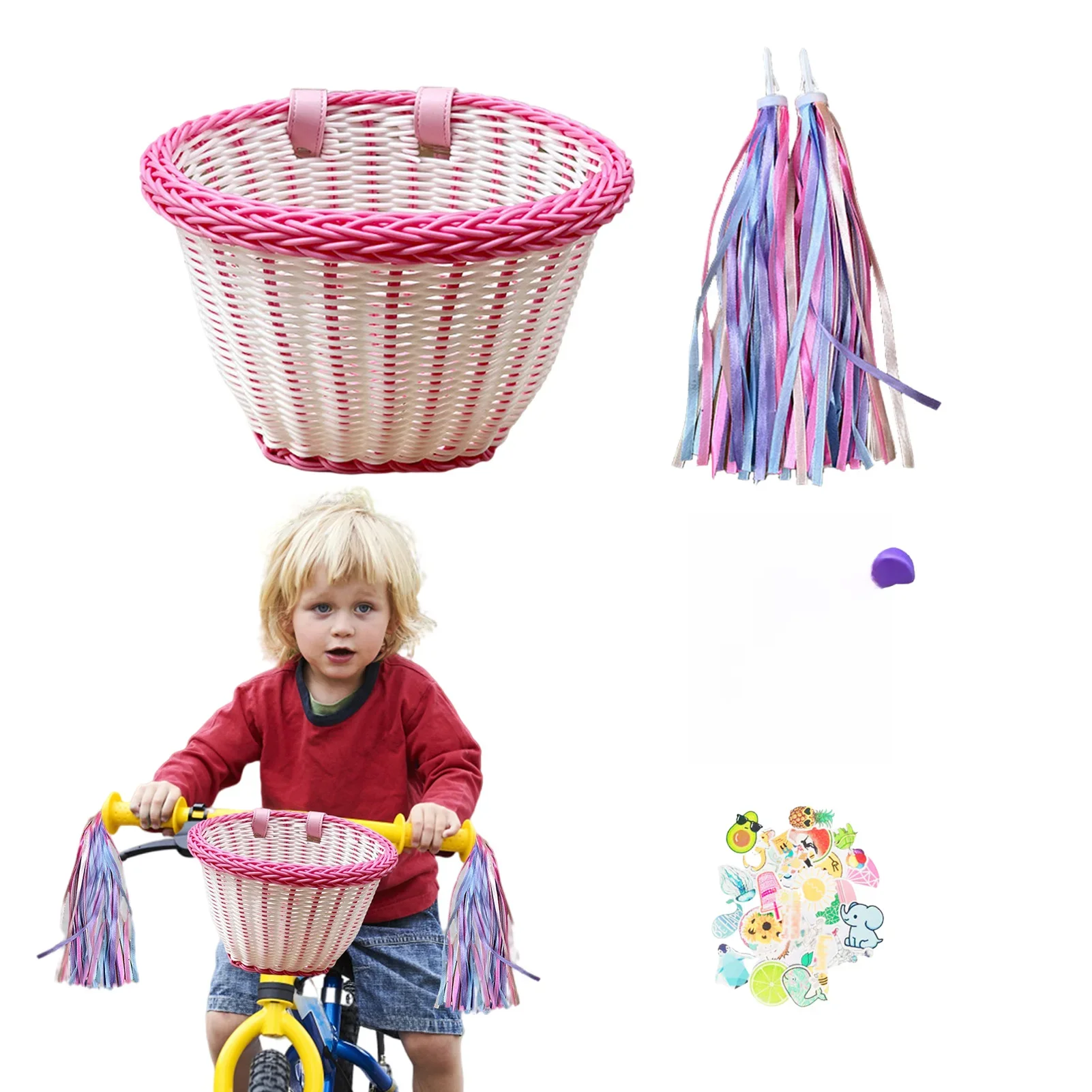 AliExpress Kid's Bicycle Basket Front Basket Bell Tassel Stickers For Kids Kids Girl Bike Streamer Cartoon