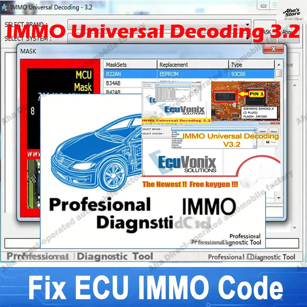 

IMMO Universal Decoding 3.2 Car accessories with free keygen obd2 scanner diagnostic software link EcuVonix 3.2 Unlimited Crack