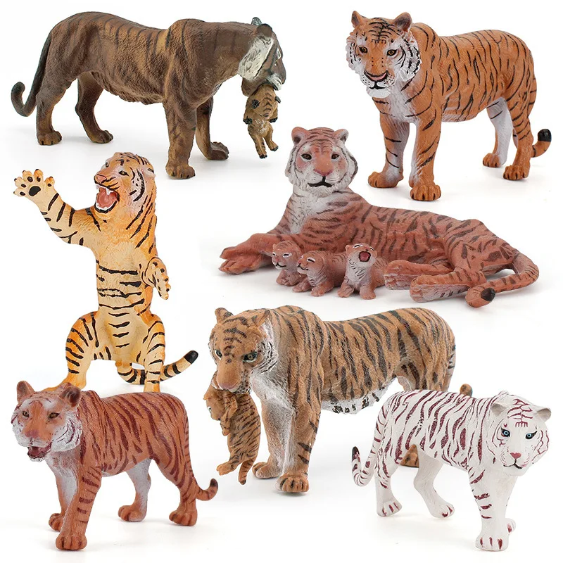 Simulatied Wildlife Forest Animal World Manchurian Tiger Set Model Action Figrues Beast of Prey Figurines Educational Kids Toys