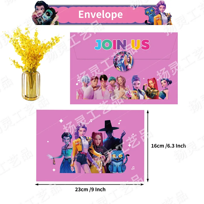 12Pcs Kpop Demon Hunters Invitation Cards - HUNTR/X Rumi Mira Zoey Birthday Party Greeting Cards Set, Anime Theme Event Supplies