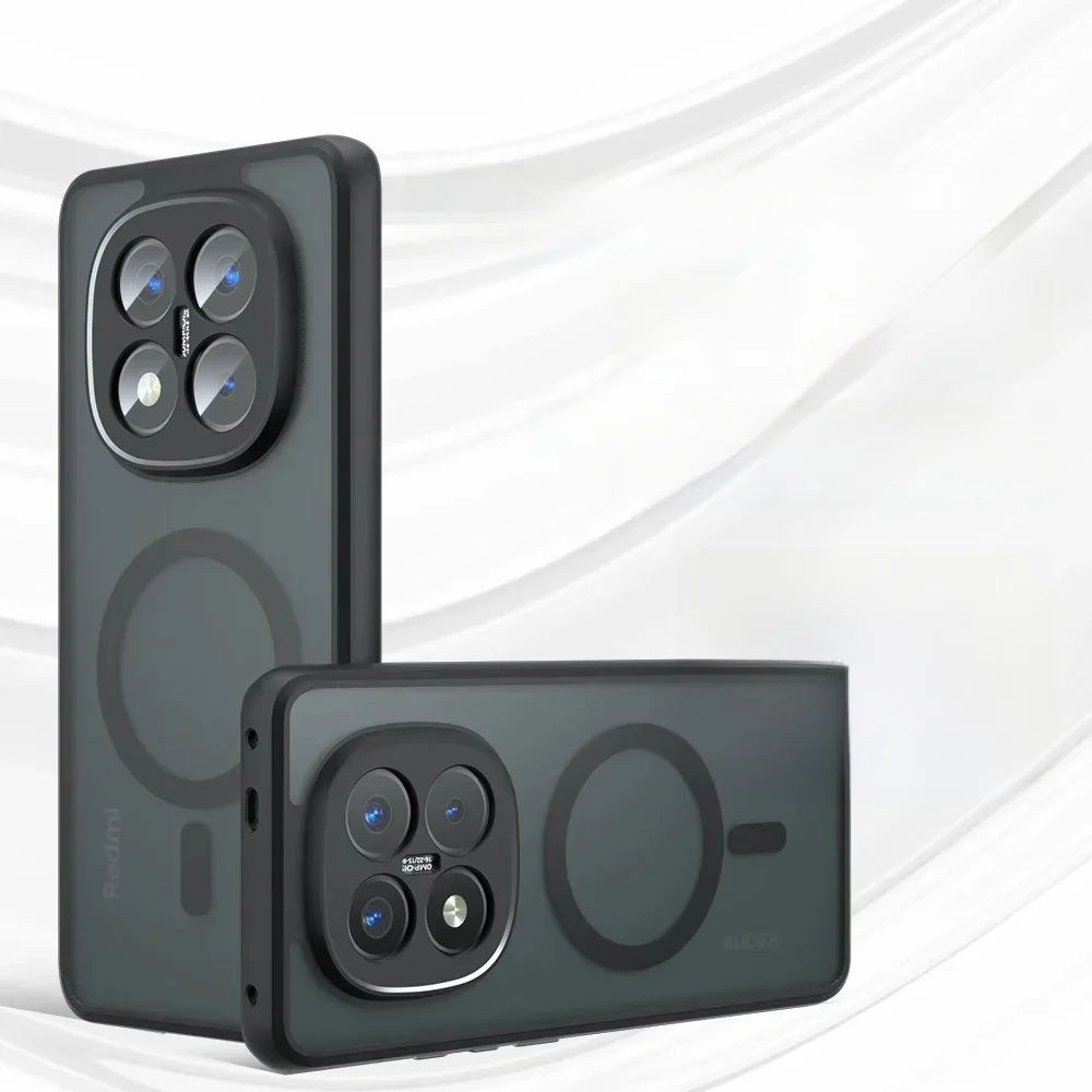 Pour Xiaomi POCO X7 Redmi Note 14 Pro 5G étui armure mat Transparent Magsafe sans fil charge couverture arrière pour Note14 Pro + Funda