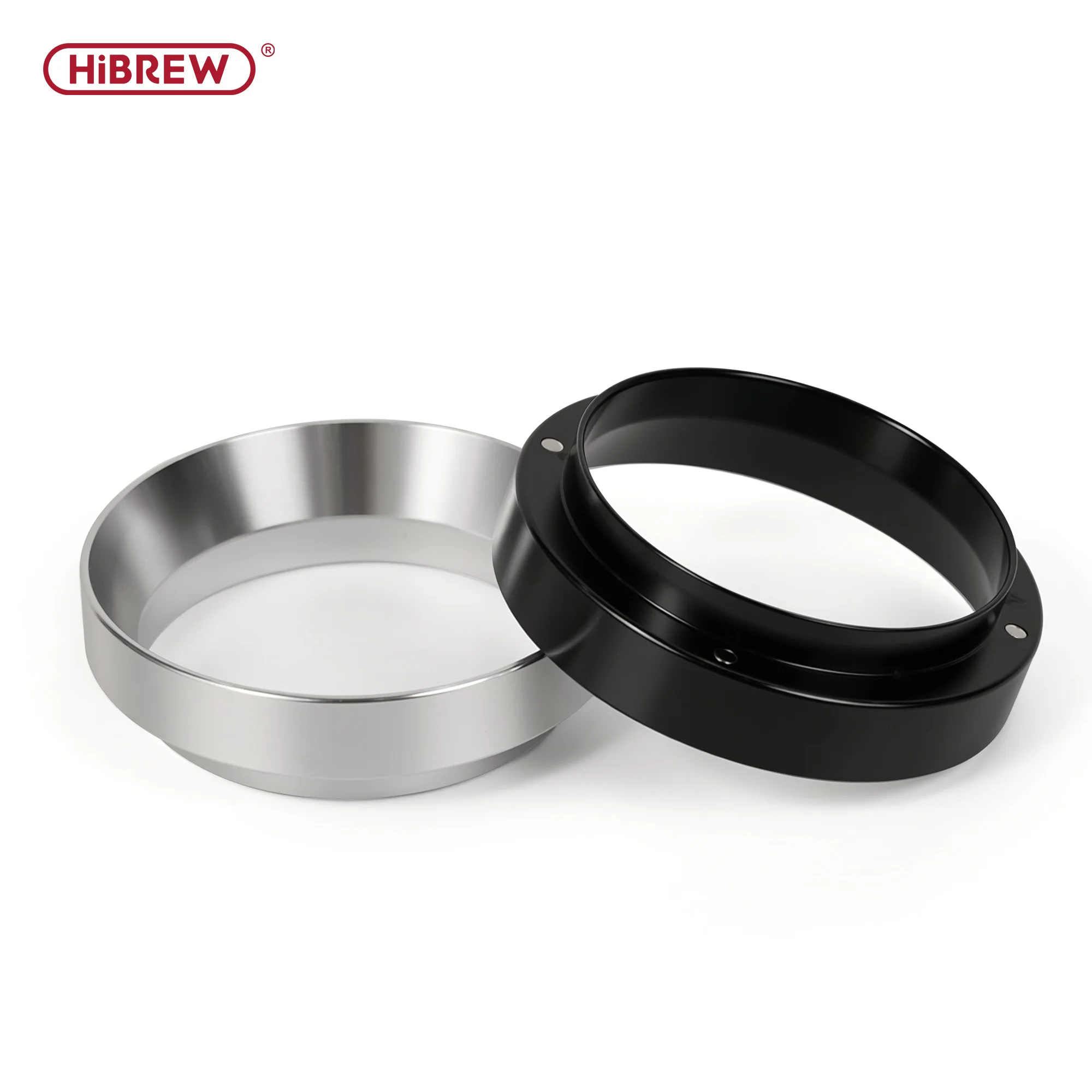 HiBREW Espresso Dosing Funnel for 51mm 58mm Portafilter Powerful Magnetism Aluminum Coffee Dosing Ring Black Silver