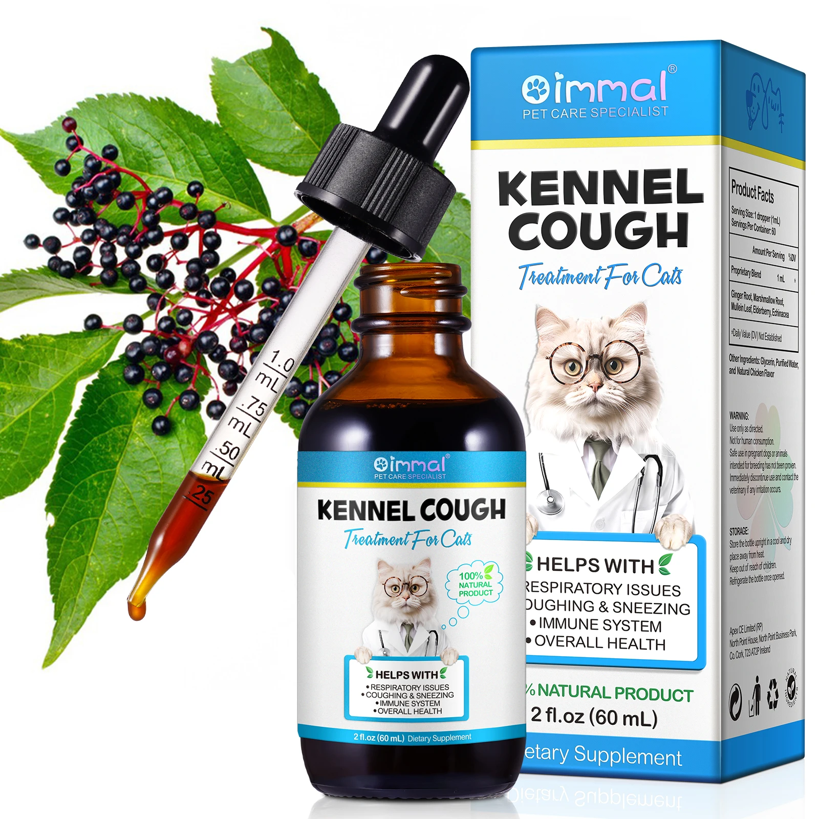 Cough Relief Drops for Cats Throat Soother Dry and Wet Pet Cough 2 Fl Oz Ingredients Formulated to Soothe Pets Irritated Throat