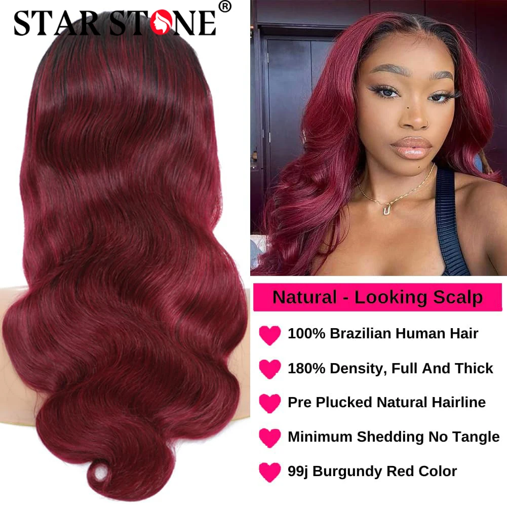 180% Density 1B-99j Body Wave 13x4 Lace Frontal Human Hair Wigs Red Colored Curly Wigs 28 30 Inch Frontal Wig Remy For Women