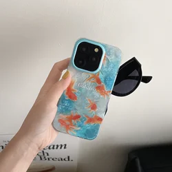 Creative Refreshing Goldfish Bubble Case for iPhone Refreshing Special Case Blue Orange 12 13 14 15Pro Max