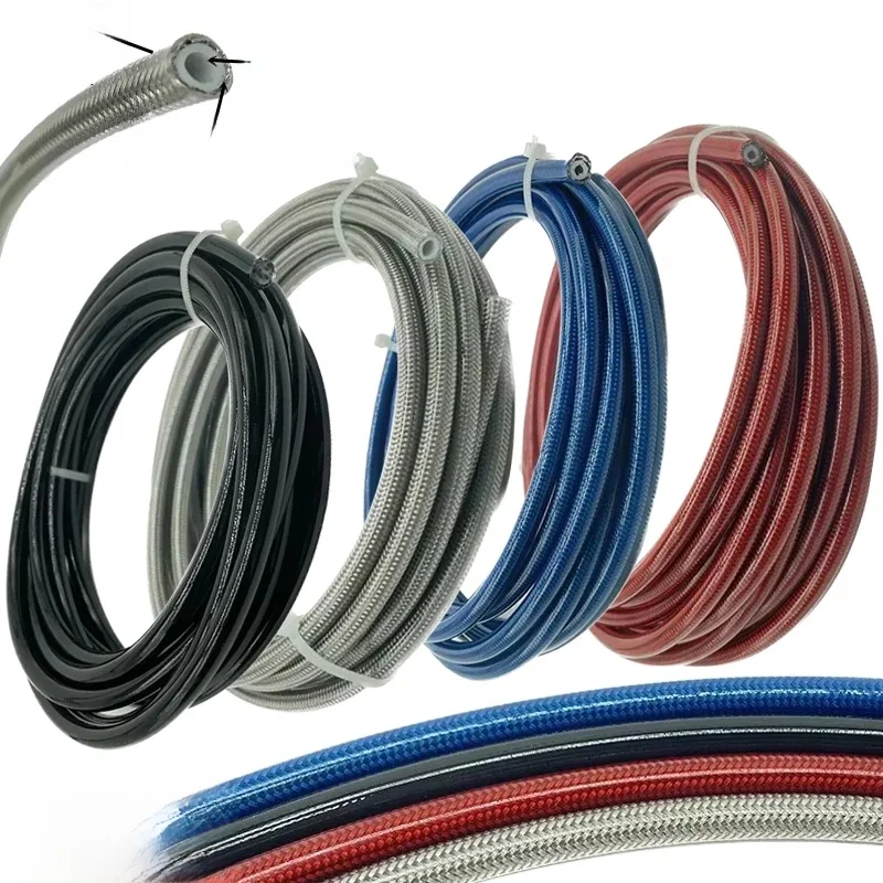 1/2/3/4/5M AN3 moto tressé PVC acier inoxydable PTFE tuyau de frein tuyau hydrotelique fluide course gaz huile tuyau de carburant tuyau