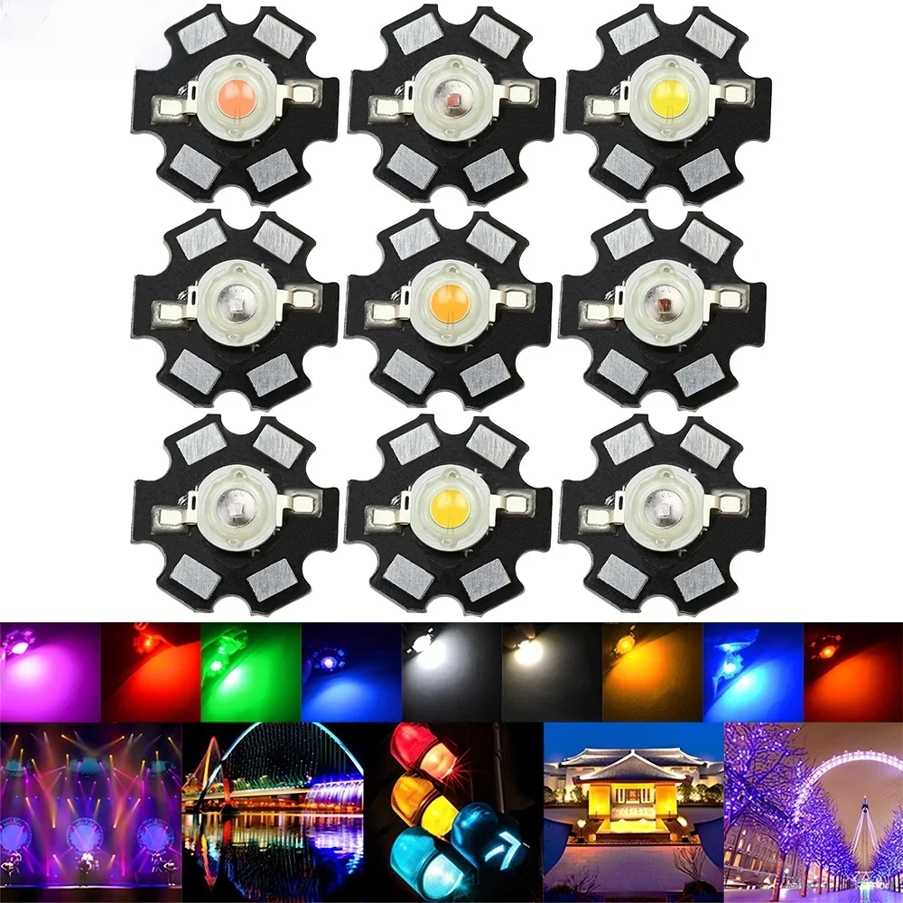 10 SZTUK 1W Koraliki świetlne LED Dekoracja ogrodowa Atmosfera Żarówki chipowe Jasne diody COB Lampy z gwiazdą PCB Platine Radiator — zdjęcie 2