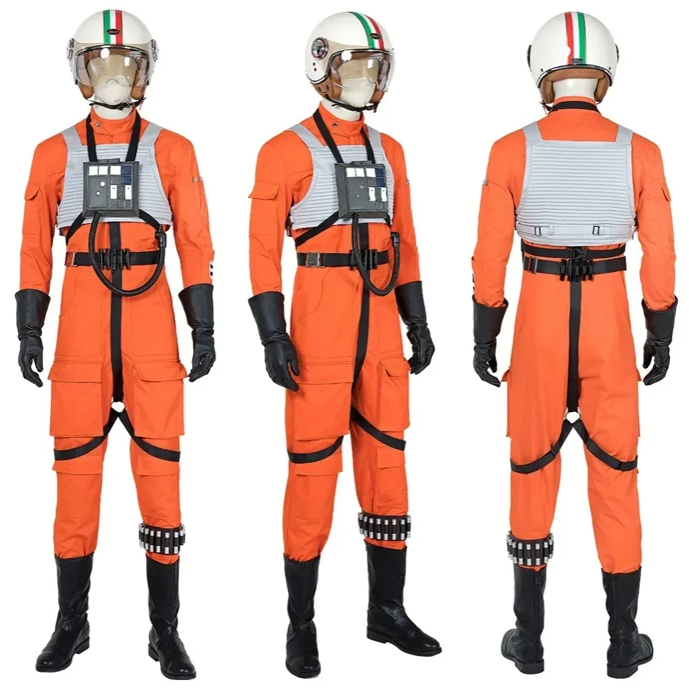 Vermomming Oranje Pilot Squadrons Cosplay Kostuum Man Jumpsuit Vest Accessoires Volledige set en individuele artikelen worden aangepast formaat verkocht - afbeelding 2