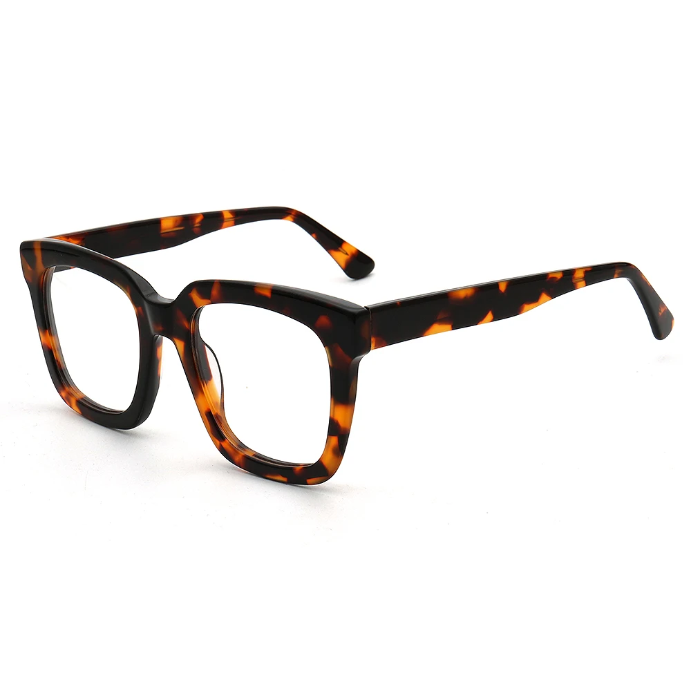 Trendy Men Square Eyeglasses Women Oversize Glasses Frames Optical Eyewear Green Bulky Prescription Spectacles Tortoise Clear