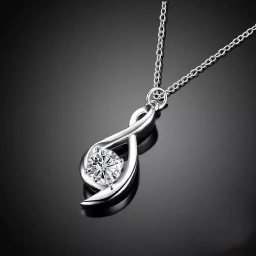 Silver Zircon Cubic Zirconia Infinity Lady 'S Necklace, Gift for Women Jewelry, Made in Turkey, Dropshipping, fashion Accessories Design