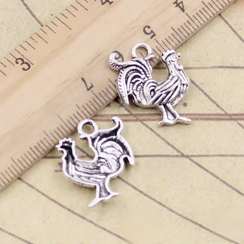 10 sztuk Charms kogut kogut 22x18mm tybetański brąz srebrny kolor wisiorki antyczny tworzenia biżuterii DIY Handmade Craft — zdjęcie 2