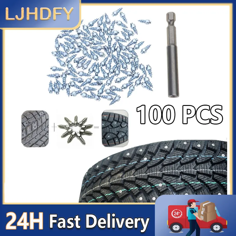 100Pcs Anti-Slip Screw 9mm/12m Snow Screws Tire Studs Anti Skid Falling Spikes Wheel Tyres Winter Emergency