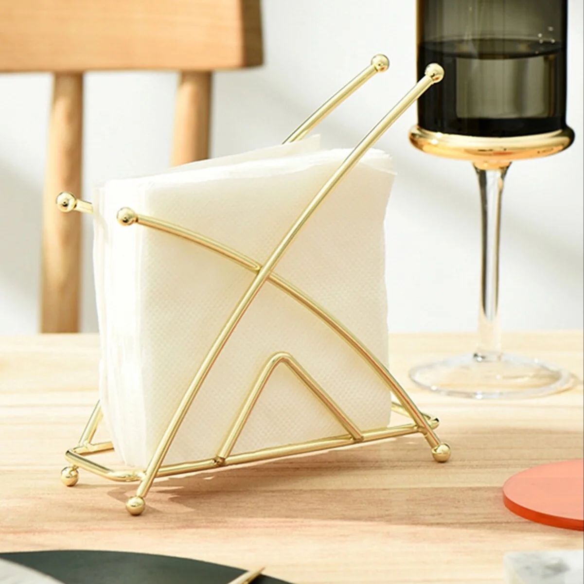 Lux Decorative Presentation Napkin Holder Tissue Boxes Plated Stainless Steel Service