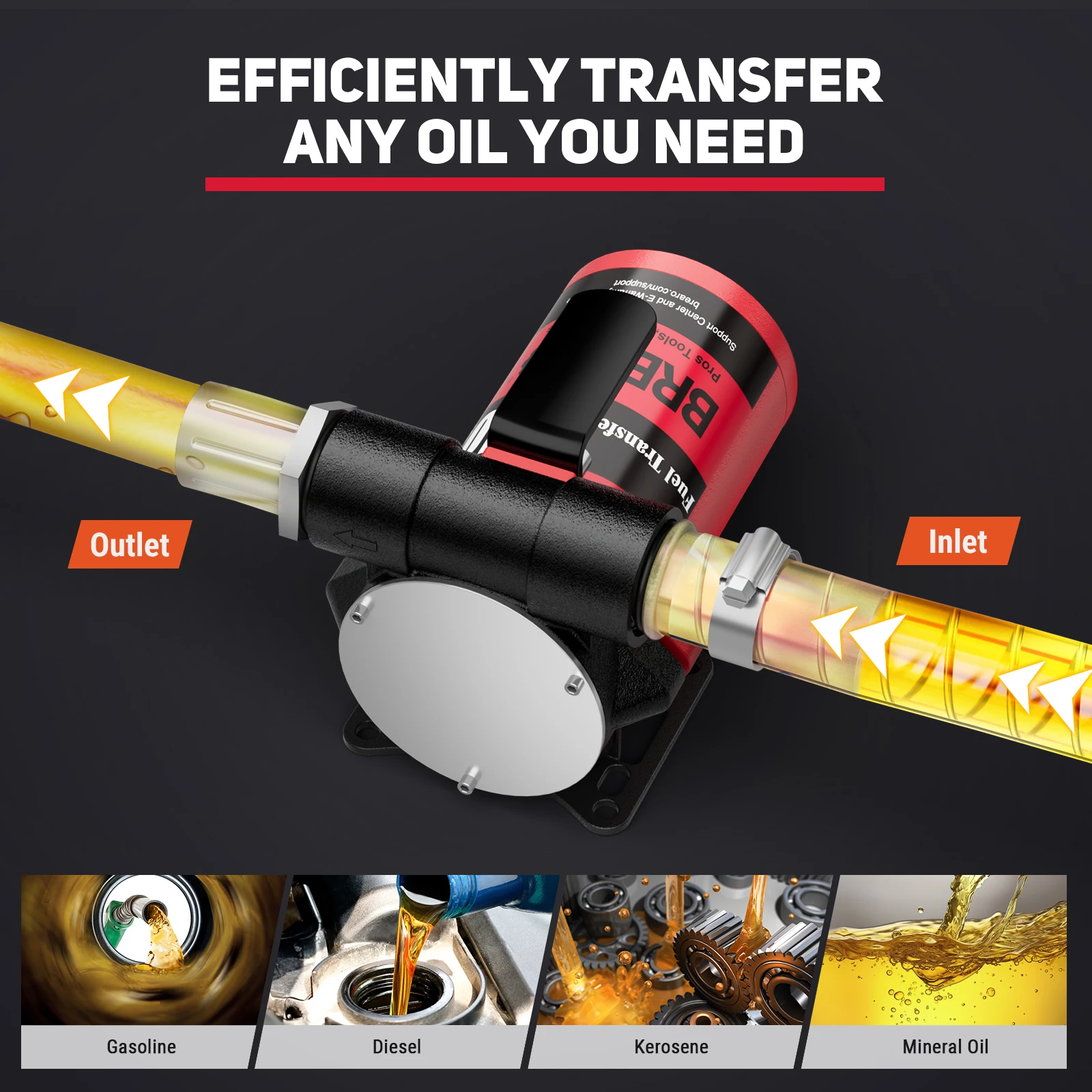 Boat Fuel Transfer Pump 12V 10GPM Diesel Transfer Pump Portable Electric Cast Iron for Heavy Duty Vehicle Transfer Gasoline Pump