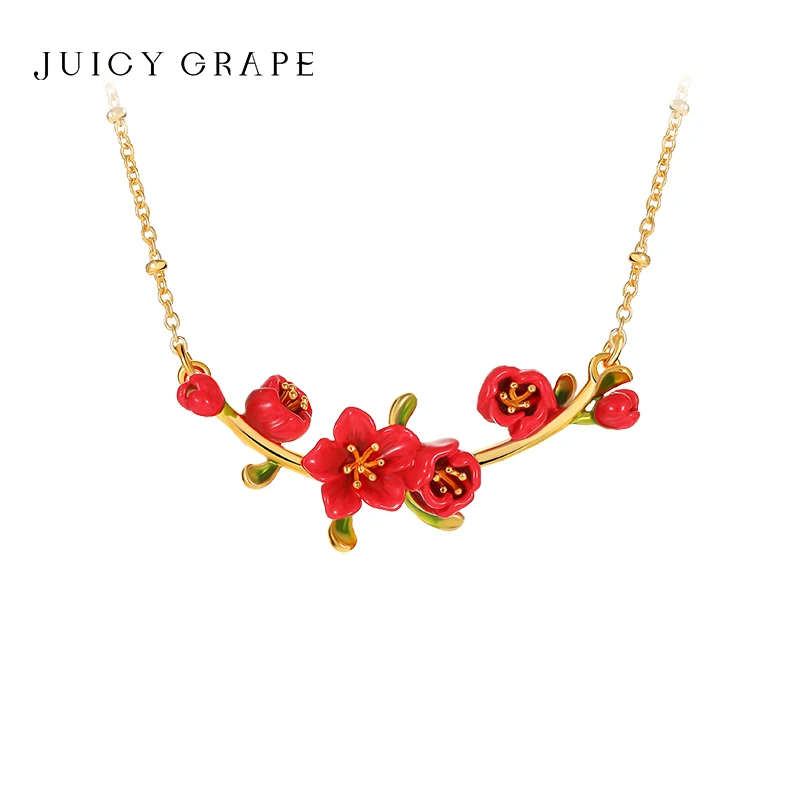 

JUICY GRAPE Original Design Begonia Flower Necklace for Women Light Luxury Niche Collarbone Chain Wedding Party Jewelry Gift