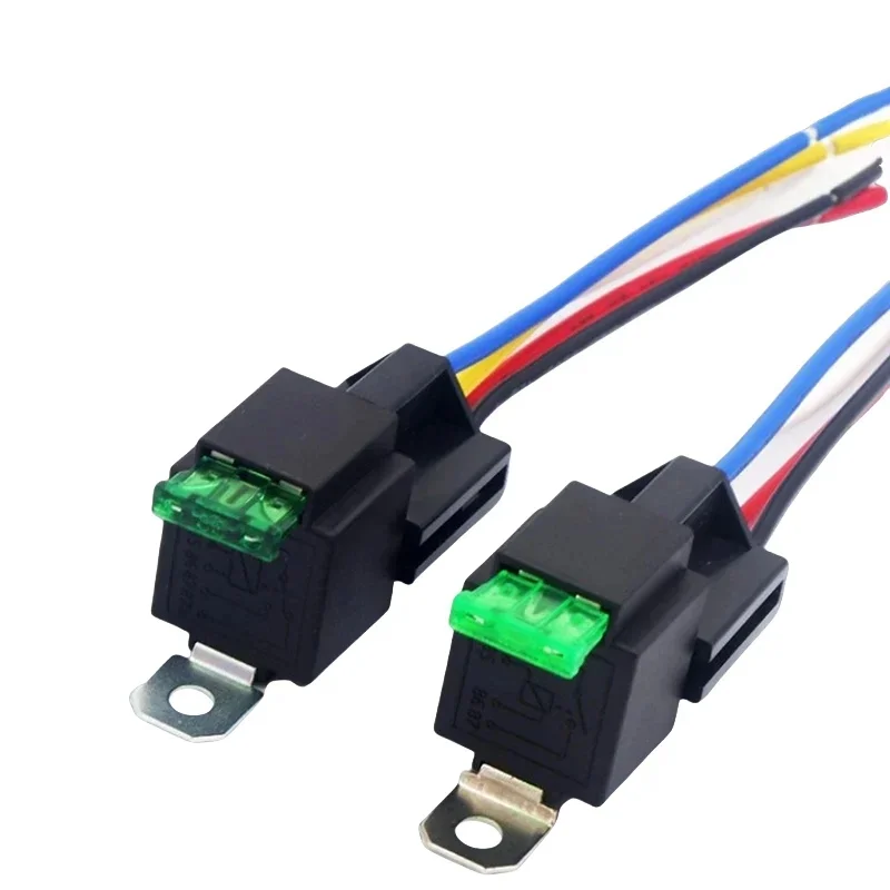 Relais fondu automobile 12V DC 4P 5P, 30A, fusible Relais normalement ouvert avec fil de prise