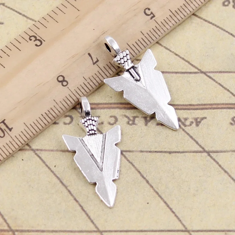 20 sztuk Charms indyjski grot sztylet 28x15mm tybetański brąz srebrny kolor wisiorki antyczny tworzenia biżuterii DIY Handmade Craft — zdjęcie 2