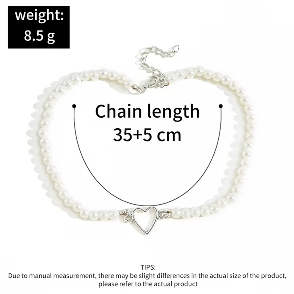 Imitation Pearl Trendy Love Heart Choker Necklace Female Personality Party Fashion Clavicle Collier Colar Perlas Collar Gift image 6