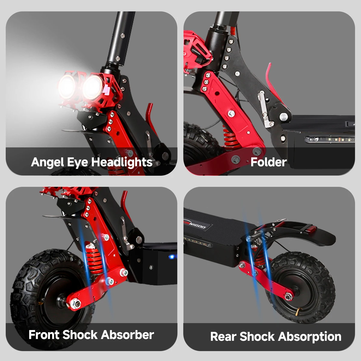 Sunnigoo 3600W Dual Motor Elektrische Scooter Off Load 11Inch Scooter 48V 21ah Max Kilometerstand 31-37mijl Opvouwbare Elektrische Scooter