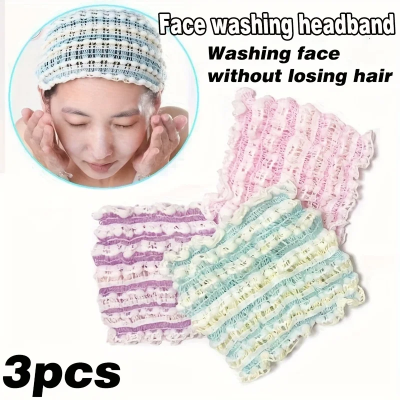 3pcs Knitted wide edge headband, elastic headband, face wash, no trace makeup headband, outdoor headband