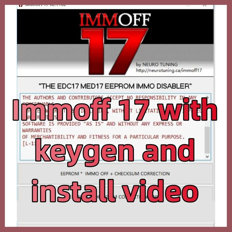 Car Software Immoff 17 and install video guide IMMOFF17 with Keygen Unlimited install EDC17 Immo Off Ecu Program NEUROTUNING