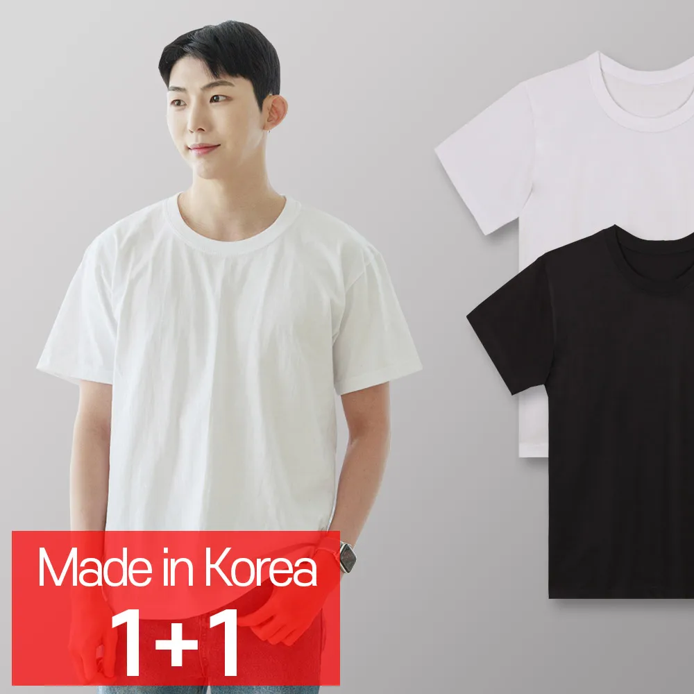 [CALL RA S](1+1 2 pieces) 20-count short-sleeved cotton T-shirt, Korean domestic basic unisex T-shirt//short-sleeved T-shirt