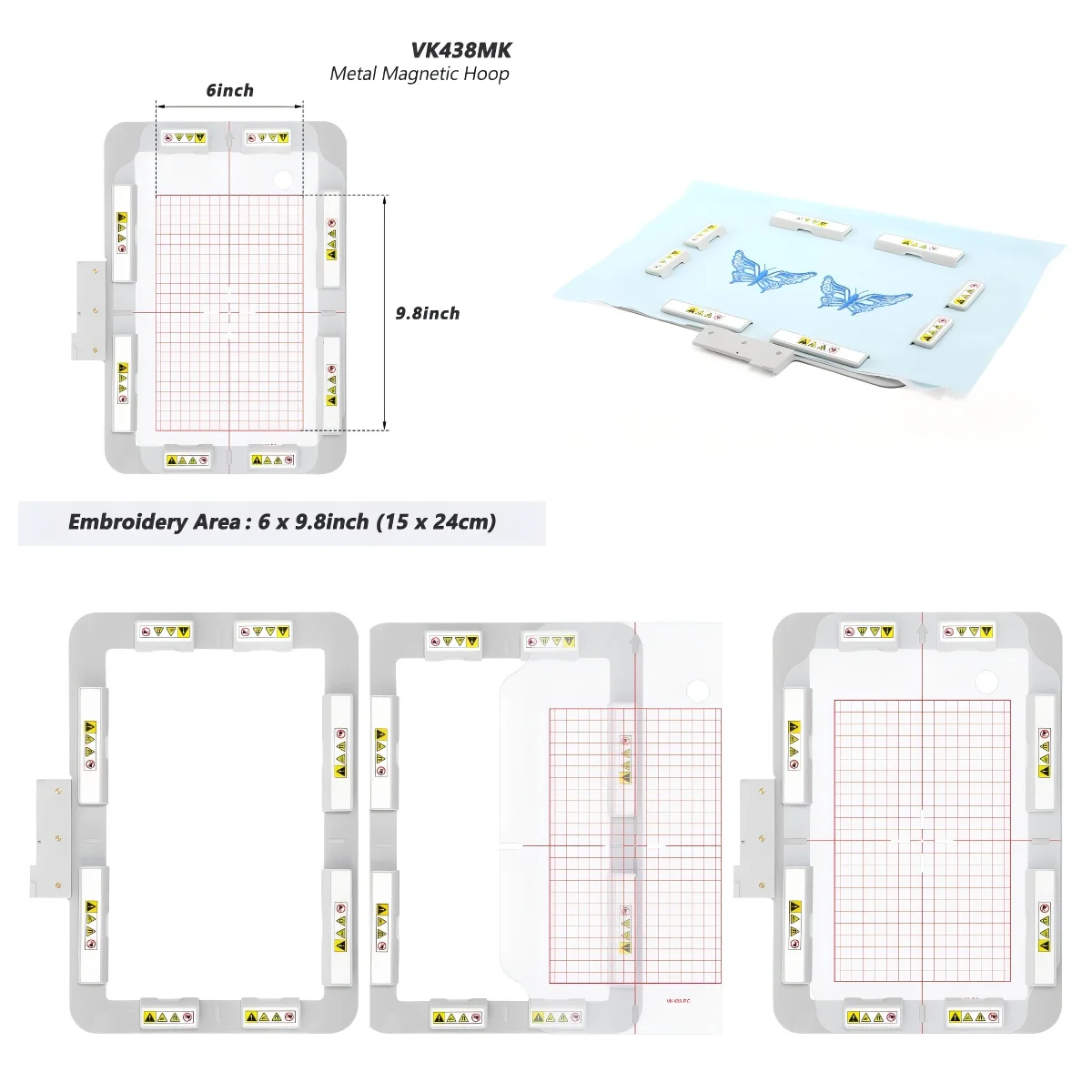 

Металлический магнитный обруч 9,8x6 дюймов для дизайнерской вышивальной машины Viking | Совместим с рамкой VK438 | Сверхмощные пяльцы для вышивания