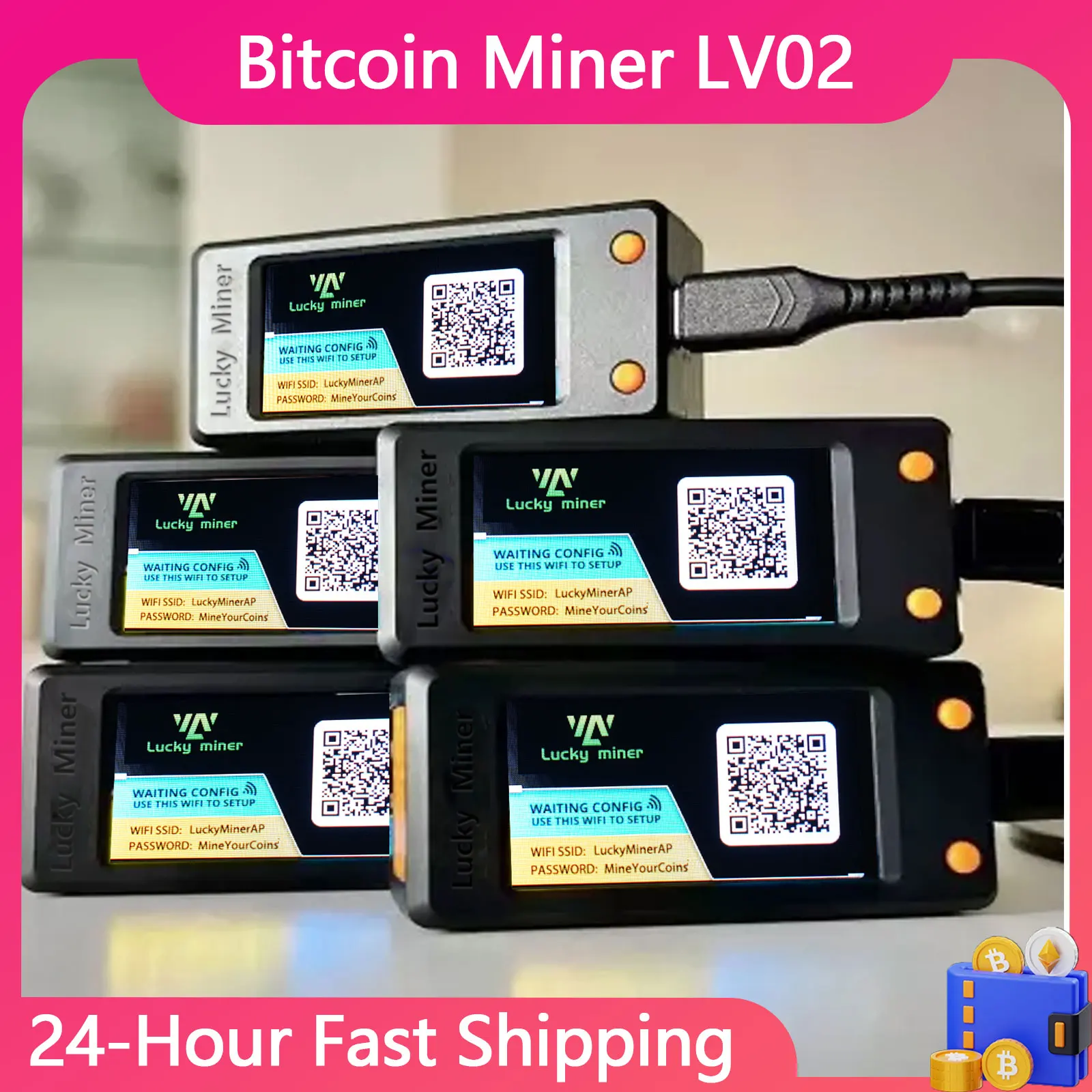 

Lucky Miner LV02 74KH/S SHA256 BTC лотерейное устройство, криптомайнер, Майнер для соло, Майнер ASIC, Майнер, бесшумная машина