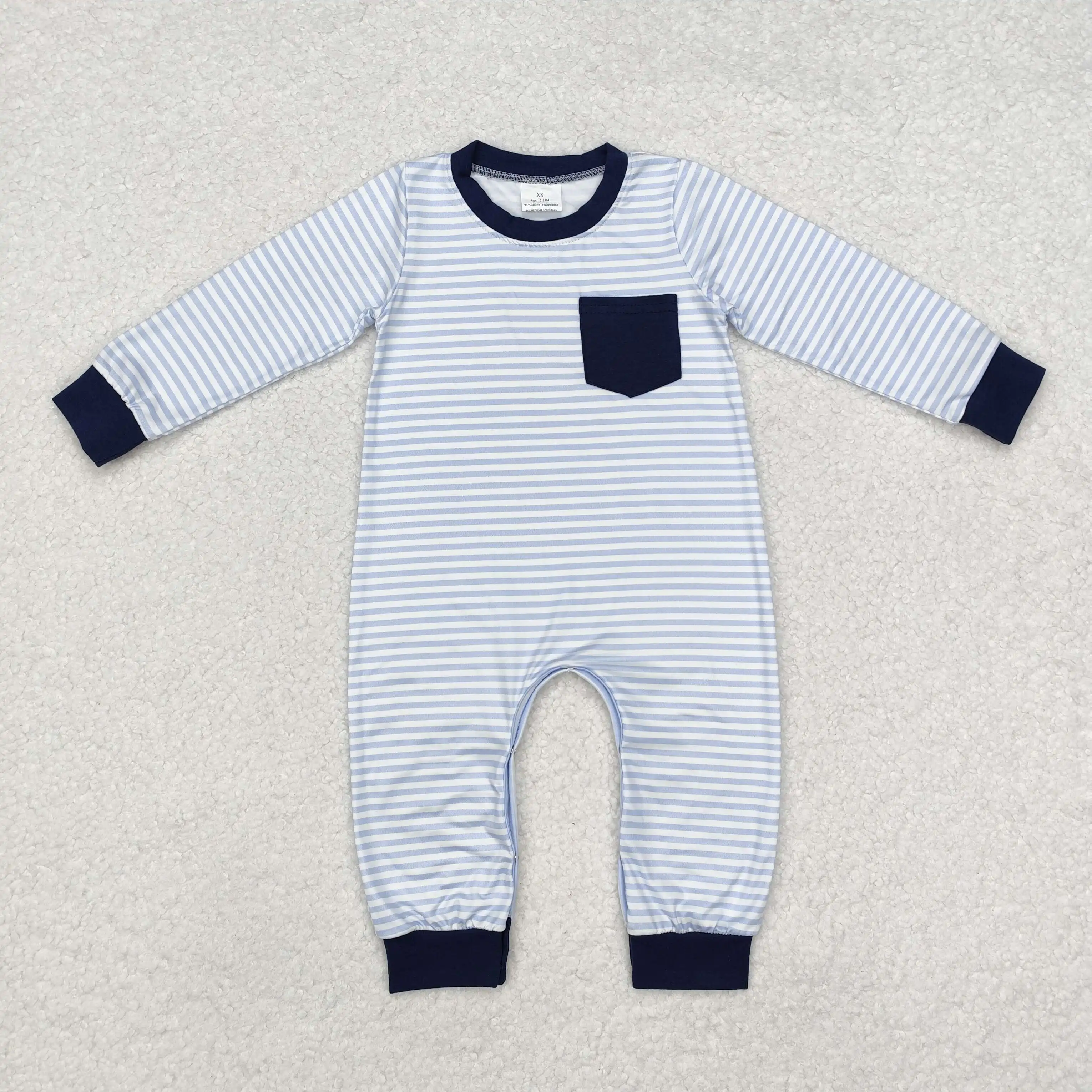 

2024 baby onesie baby boy blue stripes print long-sleeved onesie baby boy winter romper