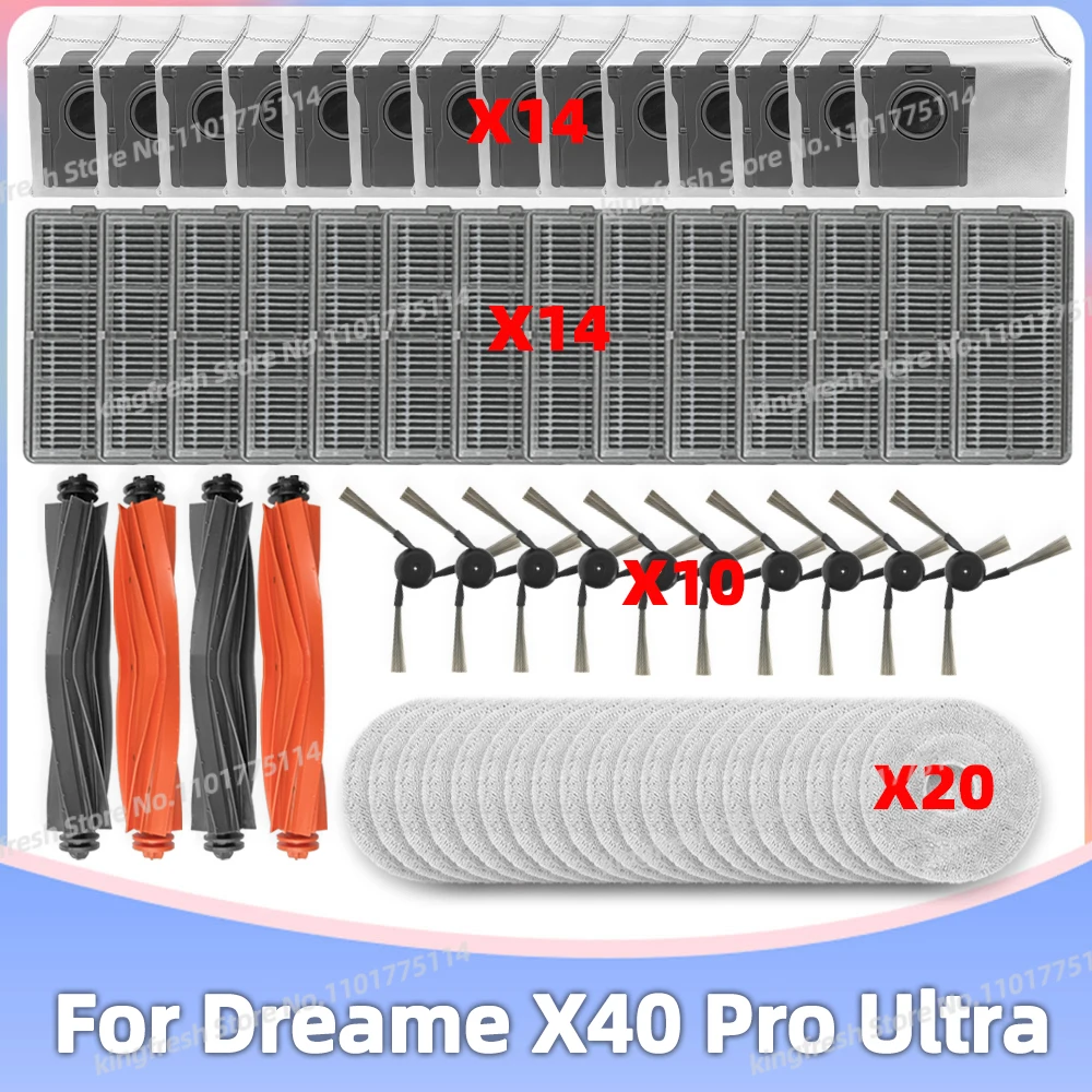 Compatible For ( Dreame X40 Pro Ultra ) Vacuum Parts Main Roller Side Brush Hepa Filter Mop Cloth Dust Bag Accessories