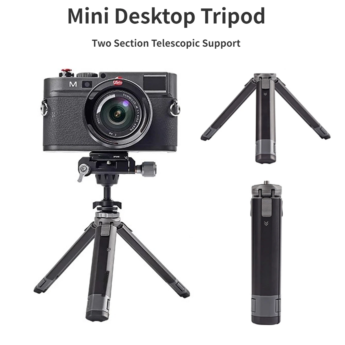 Mini Desktop Tripod Two Level Adjustable Two Section Telescopic Support for Mobile Phone Vlog Video Stand Action Camera Bracket