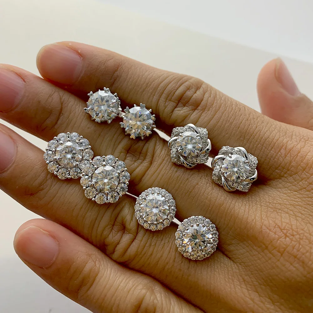

Серебряные серьги с муассанитом для женщин 925, 1 карат, 1,2 карата, 3 карата, выращенные в лаборатории бриллианты, помолвка, подарок на Новый год, ювелирные изделия