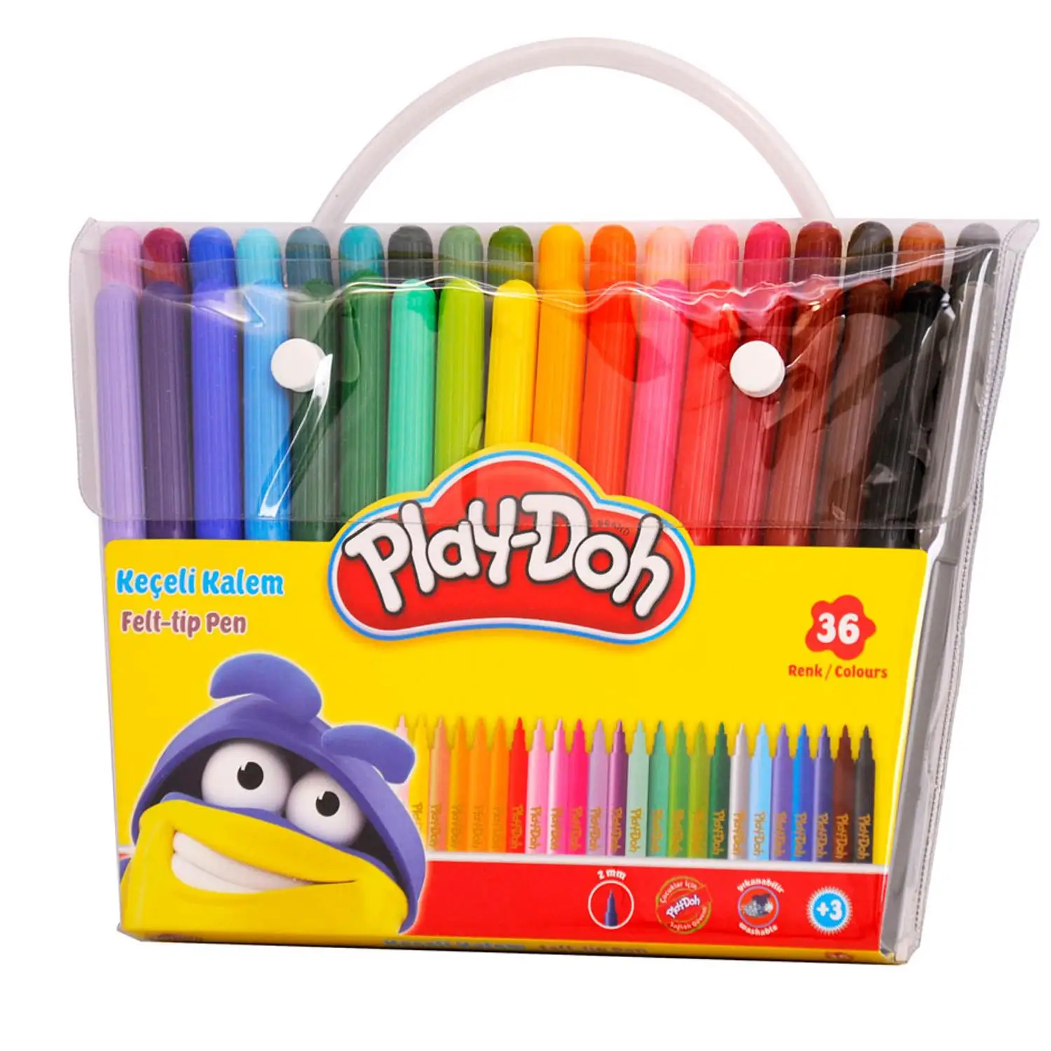 Play-Doh Felt Tip Pens for Drawing and School Supplies 2.0 mm thick, 36 Colors